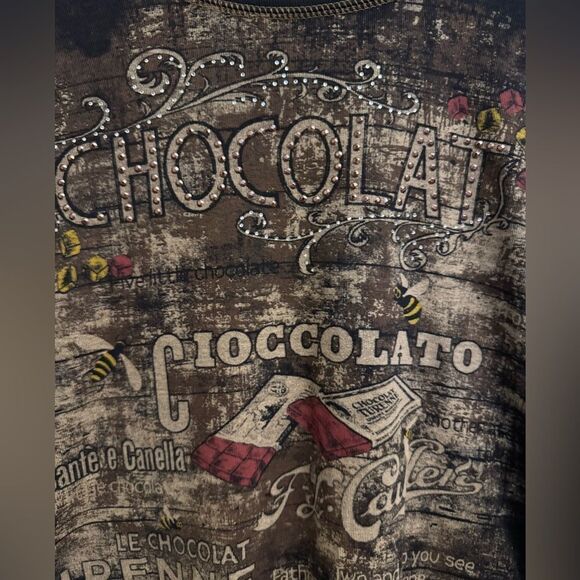 Y2K Vintage Cactus Size Large Chocolate Graphic All Over Print Tee - Picture 3 of 12